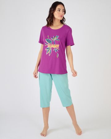 Tee-shirt de pyjama manches courtes pur coton peigné