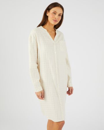Robe détente boutonnée à carreaux fluide