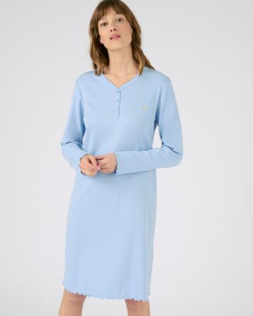 Chemise de nuit maille interlock côtelée douce et souple