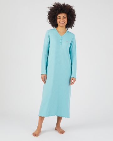 Chemise de nuit maille interlock côtelée douce et souple