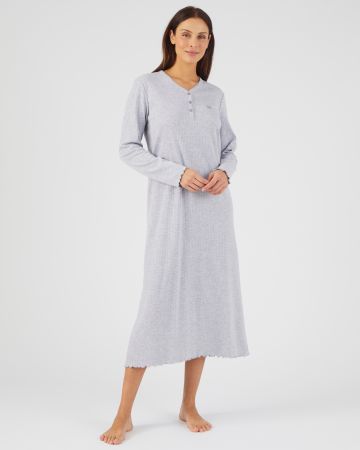 Chemise de nuit maille interlock côtelée douce et souple