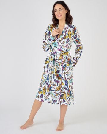Robe de chambre imprimée pur coton peigné