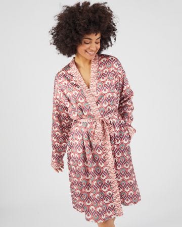 Robe de chambre satinée doublée polaire Thermolactyl