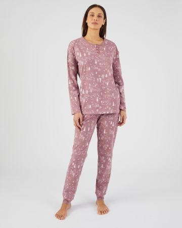 Pyjama à motifs maille jersey intérieur doux