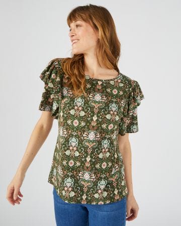 Tee-shirt manches papillon volantées