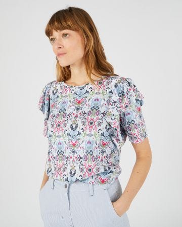 Tee-shirt manches papillon volantées
