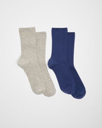 Lot de 2 paires de chaussettes maille côtelée coton biologique*