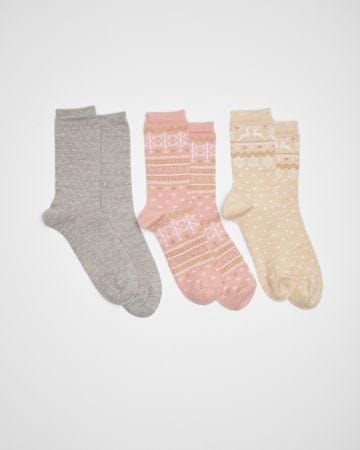 Lot de 3 paires de chaussettes maille fantaisie chaude Thermolactyl