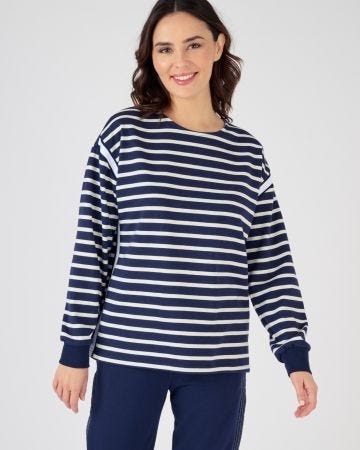 Sweat-shirt rayé bandes contrastantes