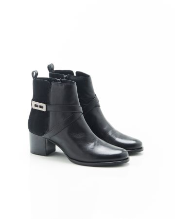 Bottines à talon bi-matières