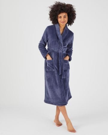 Robe de chambre maille reliefée chaude toucher peluche Thermolactyl