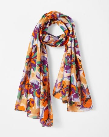 Foulard voile fluide à fleurs