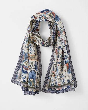 Foulard voile imprimé fleuri