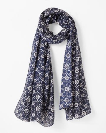 Foulard voile imprimé petites fleurs mosaïques
