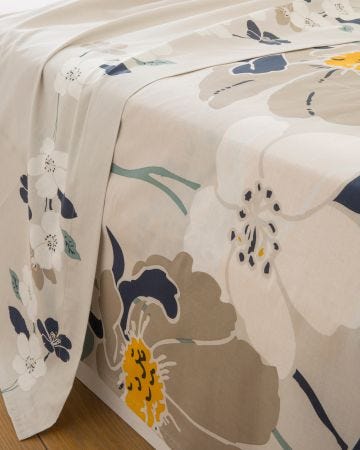 Drap plat Floraison pur coton