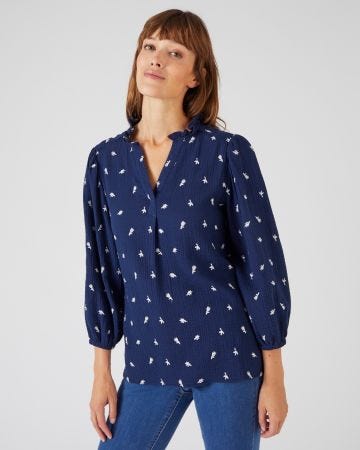 Blouse gaze pur coton brodée