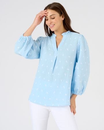 Blouse gaze pur coton brodée
