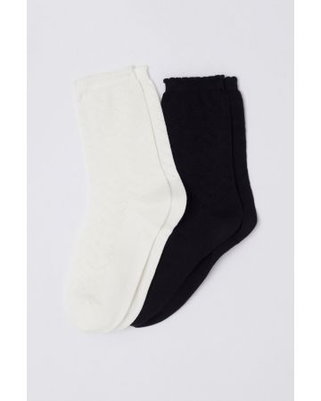 Lot de 2 paires de chaussettes maille pointelle
