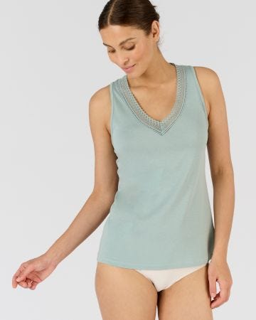 Débardeur Climatyl col V dentelle