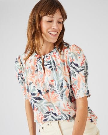 Blouse crêpe reliéfé imprimée