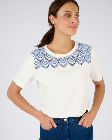 T-shirt broderies ajourées