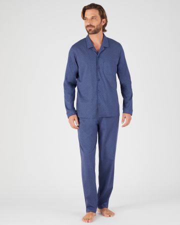 Pyjama boutonné maille jersey pur coton peigné