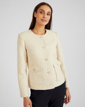 Veste effet tweed avec fil coloris doré