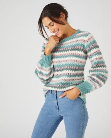 Pull manches ballon rayé