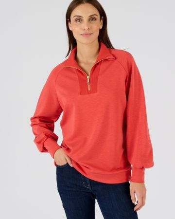 Sweat-shirt en molleton col camionneur zippé