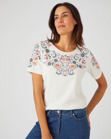 T-shirt impression reliefée pur coton