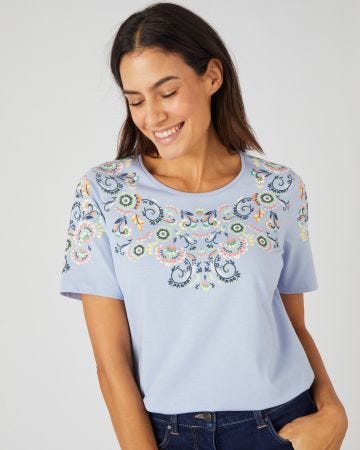 T-shirt impression reliefée pur coton