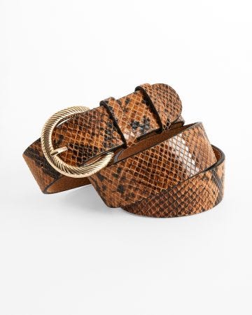 Ceinture en croûte de cuir motif animalier
