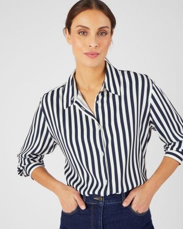 Chemisier rayé fibres pure viscose Lenzing(TM) EcoVero(TM)
