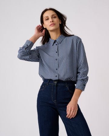 Chemisier imprimé graphique pure viscose
