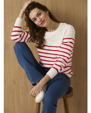 Pull rayures et maille ajourée Thermolactyl