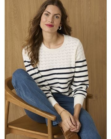 Pull rayures et maille ajourée Thermolactyl