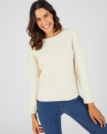 Pull maille bouclette en relief