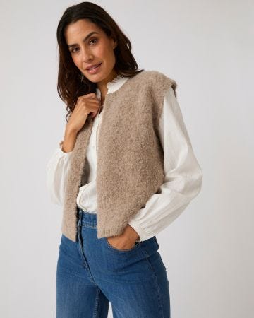Gilet sans manches maille bouclette