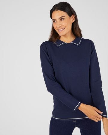 Pull maille serrée col polo