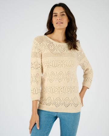 Pull maille ajourée effet crochet