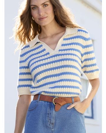 Pull col polo rayé