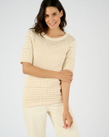 Pull maille fantaisie pur coton