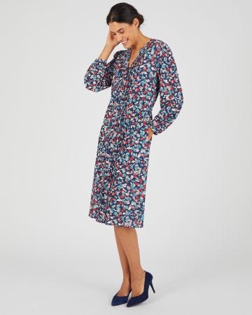 Robe boutonnée crêpe reliéfé
