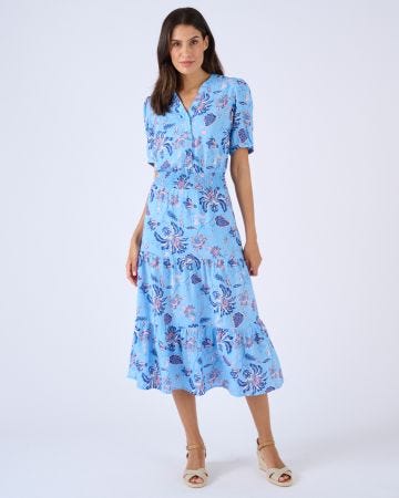 Robe tissu fluide à smocks