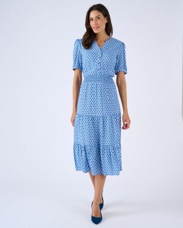 Robe tissu fluide à smocks