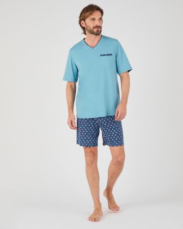Pyjashort en pur coton peigné