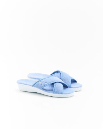 Mules ouvertes en tissu éponge