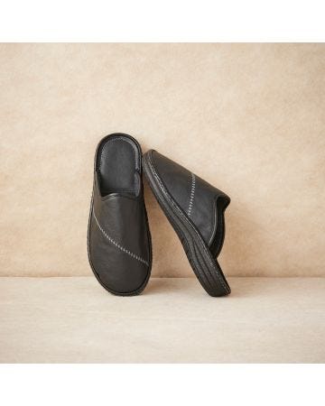 Mules en cuir grainé
