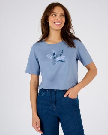 T-shirt motif ton sur ton pailleté