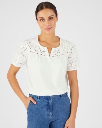 T-shirt broderie anglaise pur coton